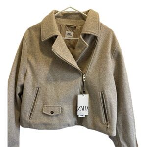 Zara Women's Tan Moto Jacket